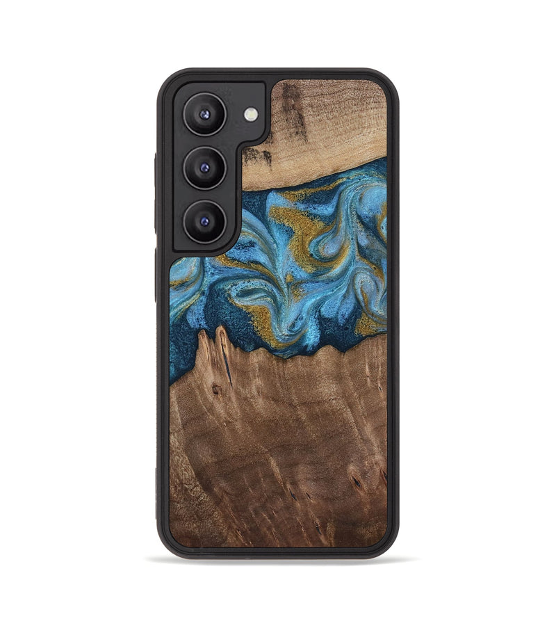 Galaxy S23 Wood Phone Case - Alene (Teal & Gold, 812277)