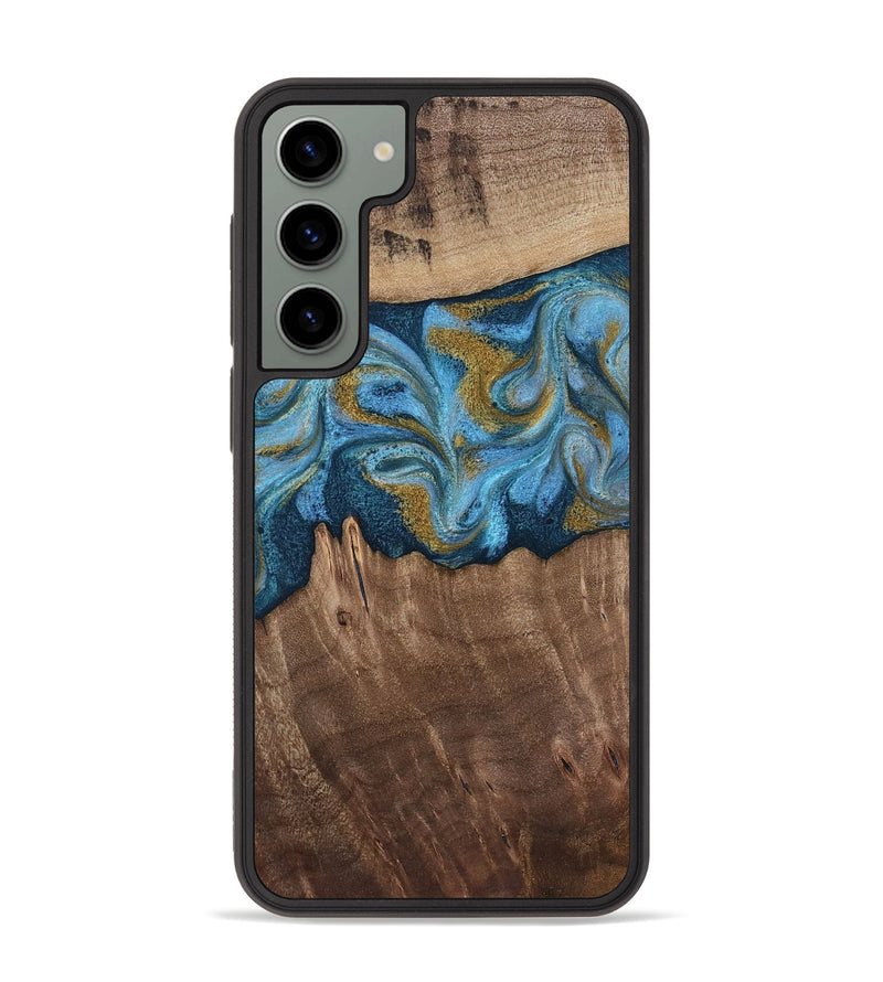 Galaxy S23 Plus Wood Phone Case - Alene (Teal & Gold, 812277)
