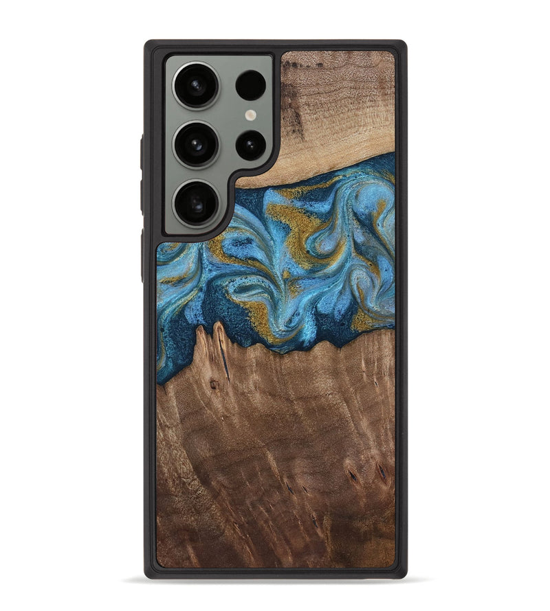 Galaxy S23 Ultra Wood Phone Case - Alene (Teal & Gold, 812277)