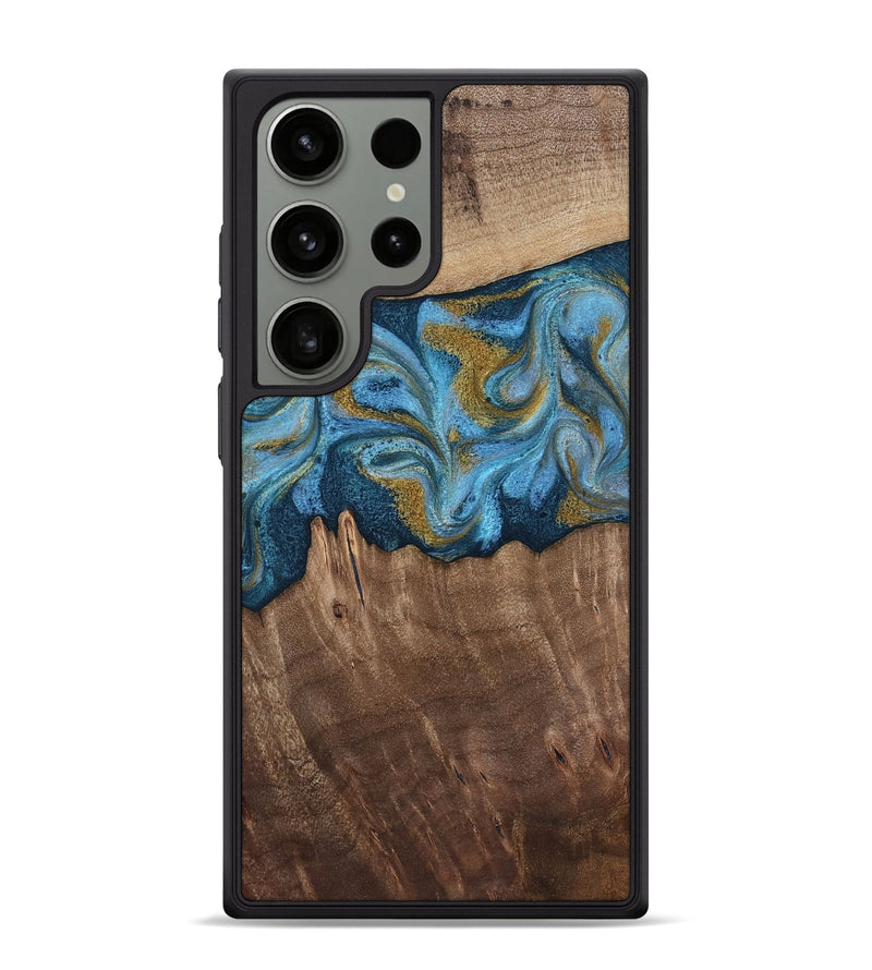 Galaxy S24 Ultra Wood Phone Case - Alene (Teal & Gold, 812277)