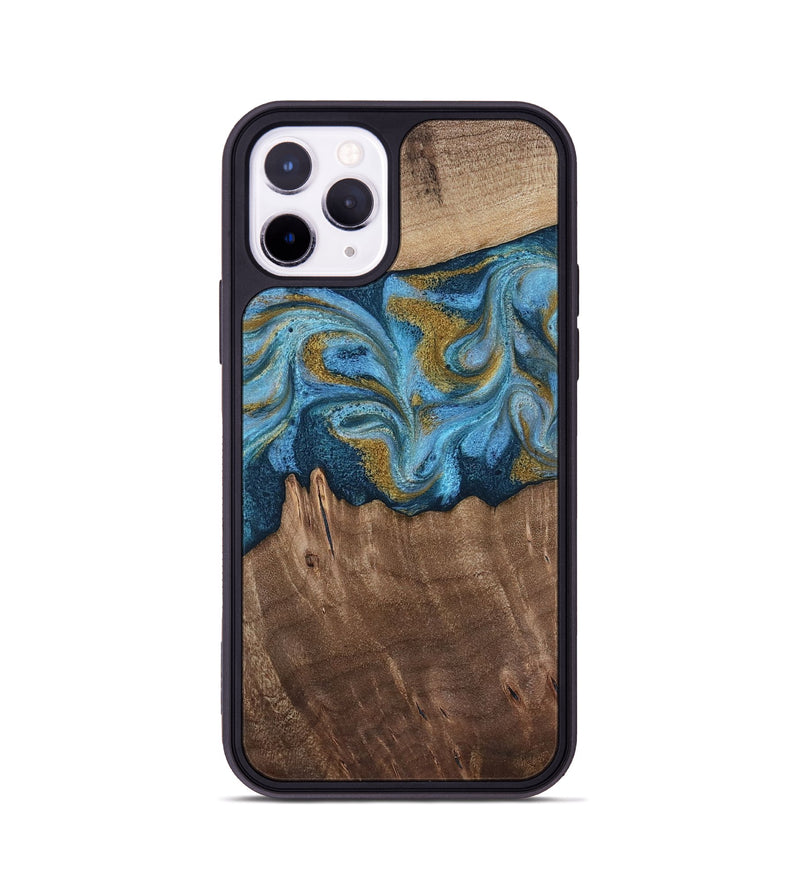 iPhone 11 Pro Wood Phone Case - Alene (Teal & Gold, 812277)