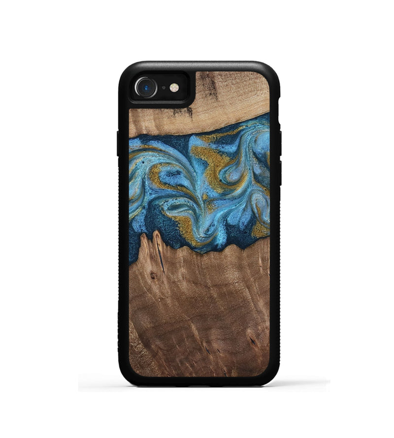 iPhone SE Wood Phone Case - Alene (Teal & Gold, 812277)