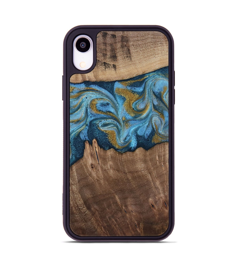 iPhone Xr Wood Phone Case - Alene (Teal & Gold, 812277)