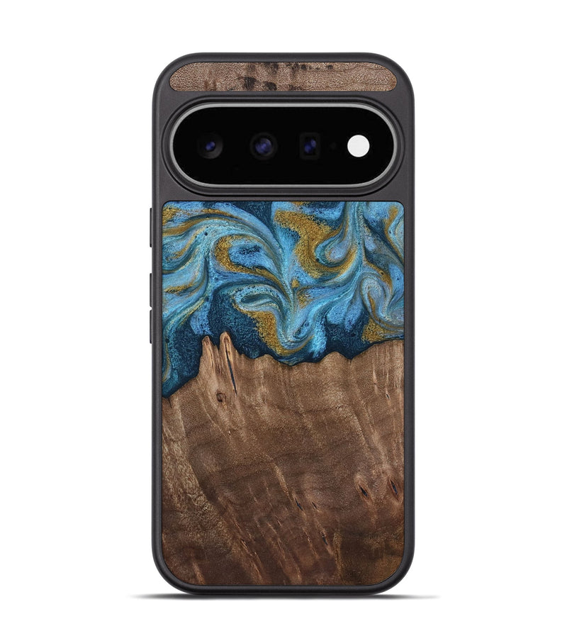 Pixel 11 Wood Phone Case - Alene (Teal & Gold, 812277)