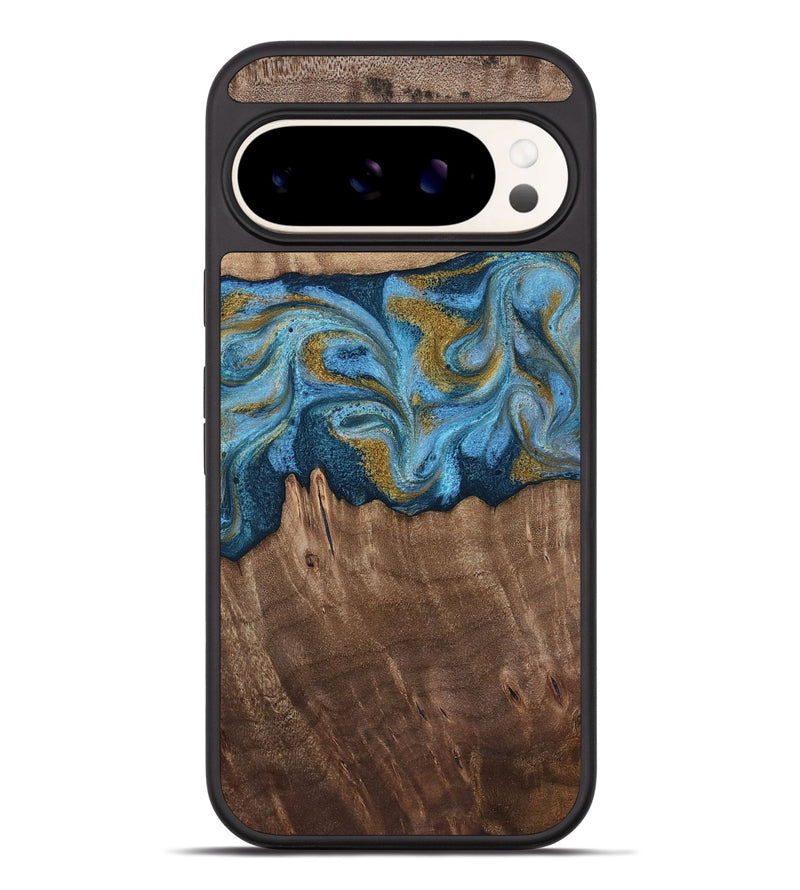 Pixel 9 Pro XL Wood Phone Case - Alene (Teal & Gold, 812277)