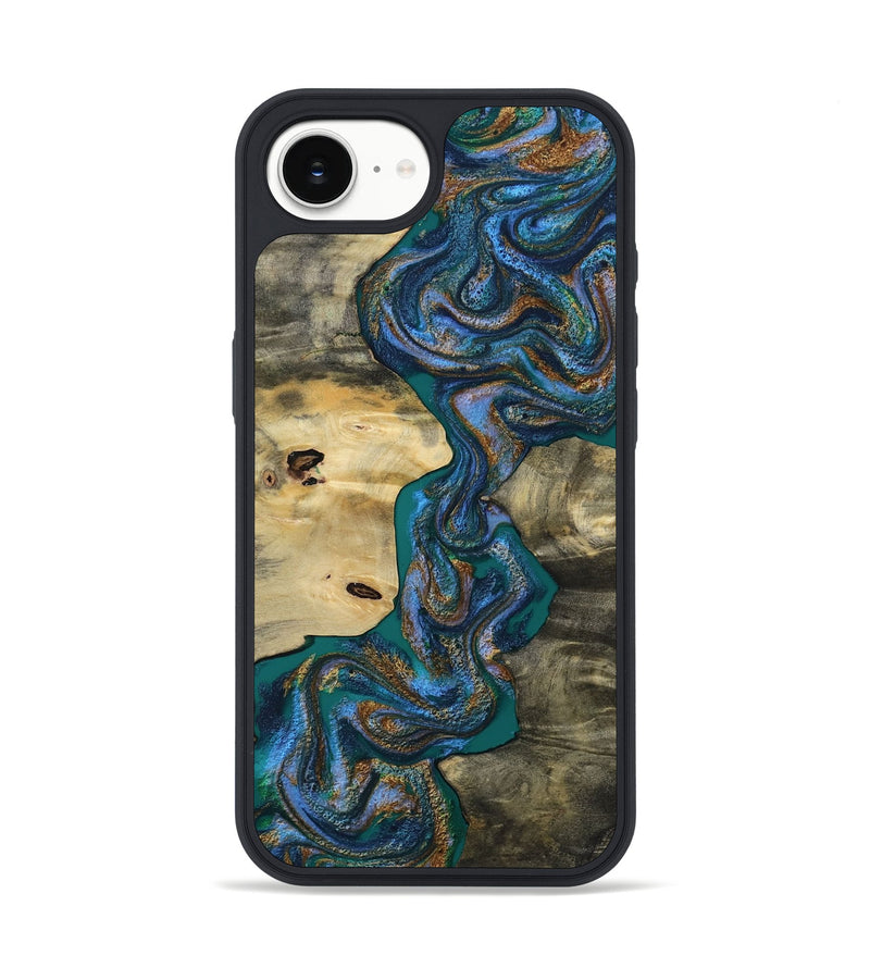 iPhone 17e Wood Phone Case - Dudley (Teal & Gold, 812334)