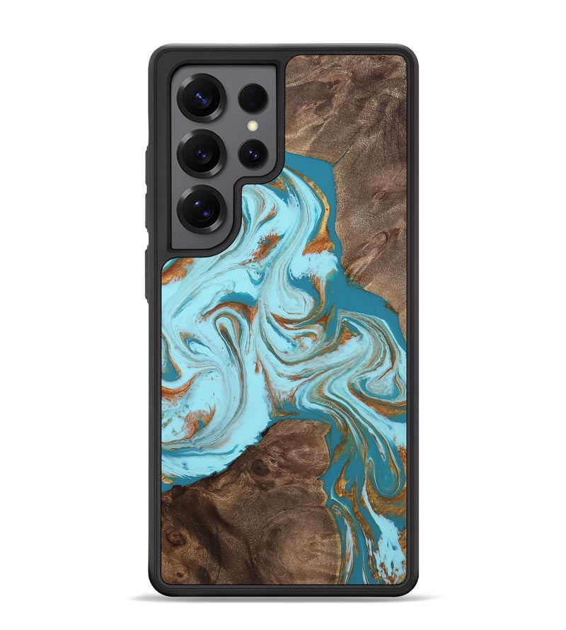 Galaxy S25 Ultra Wood Phone Case - Armand (Teal & Gold, 812336)