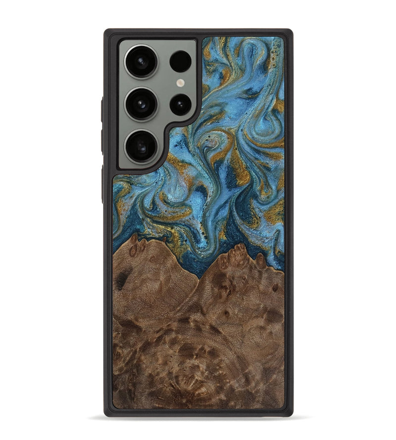 Galaxy S23 Ultra Wood Phone Case - Jeffery (Teal & Gold, 812337)