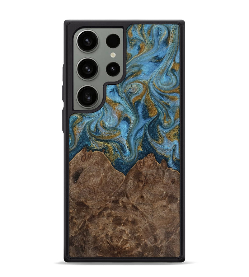 Galaxy S24 Ultra Wood Phone Case - Jeffery (Teal & Gold, 812337)