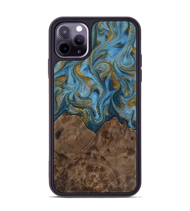 iPhone 11 Pro Max Wood Phone Case - Jeffery (Teal & Gold, 812337)