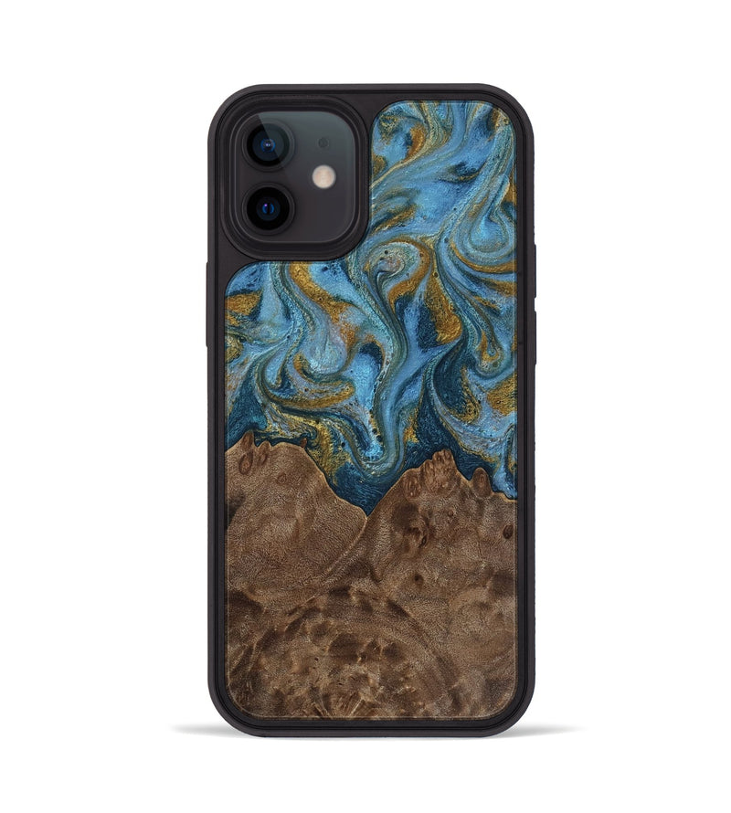 iPhone 12 Wood Phone Case - Jeffery (Teal & Gold, 812337)
