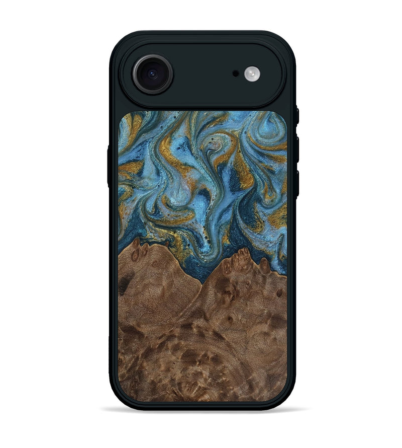 iPhone 17 Air Wood Phone Case - Jeffery (Teal & Gold, 812337)