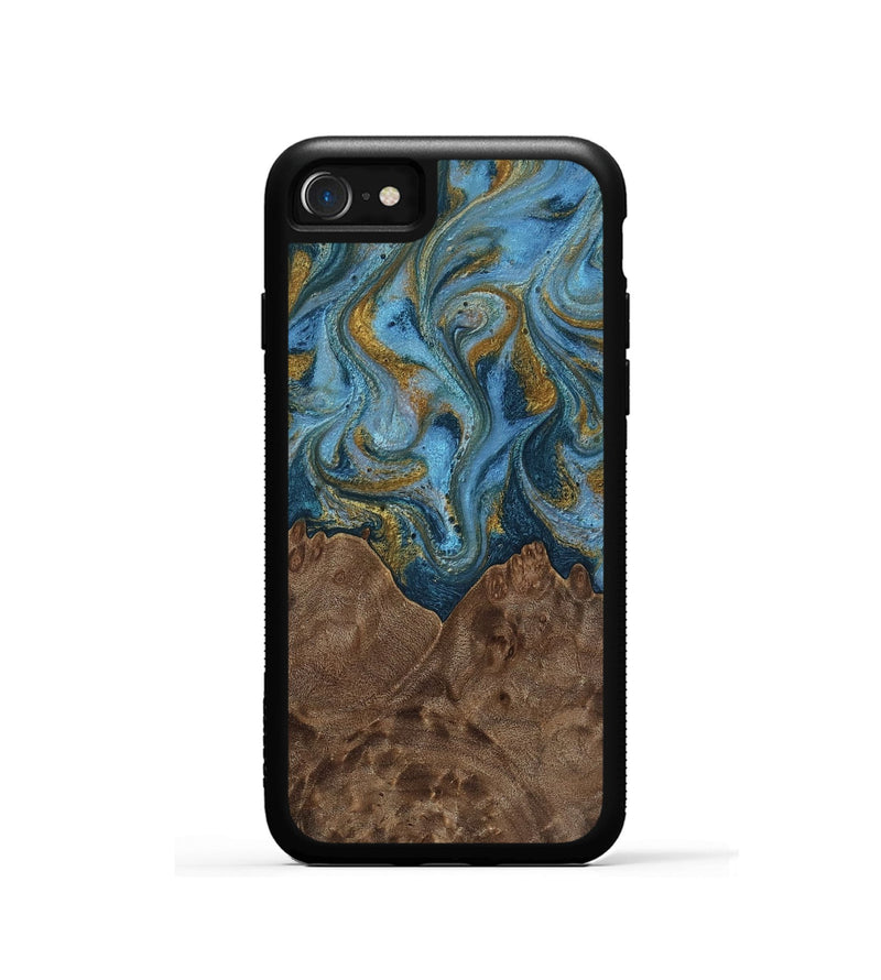iPhone SE Wood Phone Case - Jeffery (Teal & Gold, 812337)