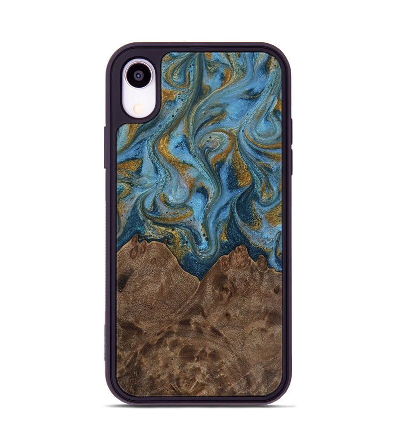 iPhone Xr Wood Phone Case - Jeffery (Teal & Gold, 812337)