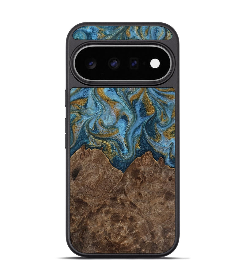 Pixel 11 Pro Wood Phone Case - Jeffery (Teal & Gold, 812337)