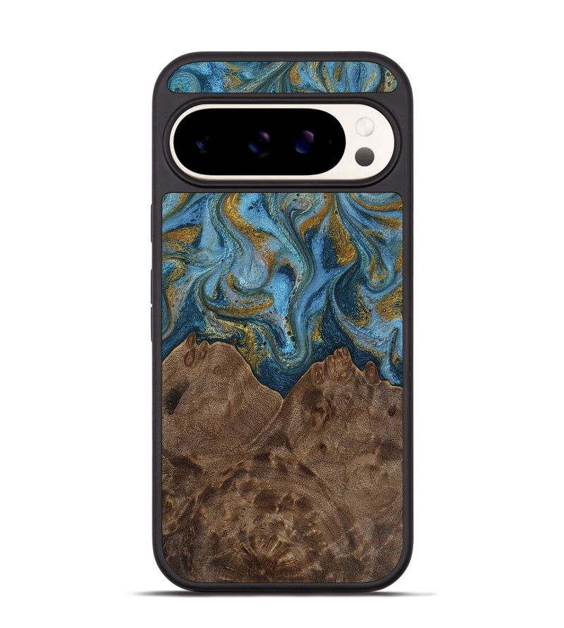 Pixel 9 Pro Wood Phone Case - Jeffery (Teal & Gold, 812337)