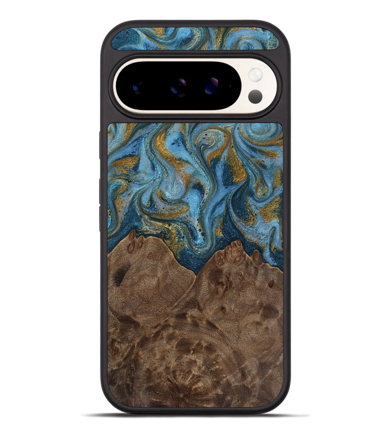 Pixel 9 Pro XL Wood Phone Case - Jeffery (Teal & Gold, 812337)