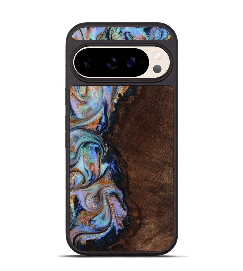 Pixel 10 Pro Wood Phone Case - Declan (Teal & Gold, 812339)