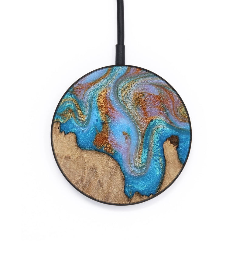 Circle Wood Wireless Charger - Meta (Teal & Gold, 812340)