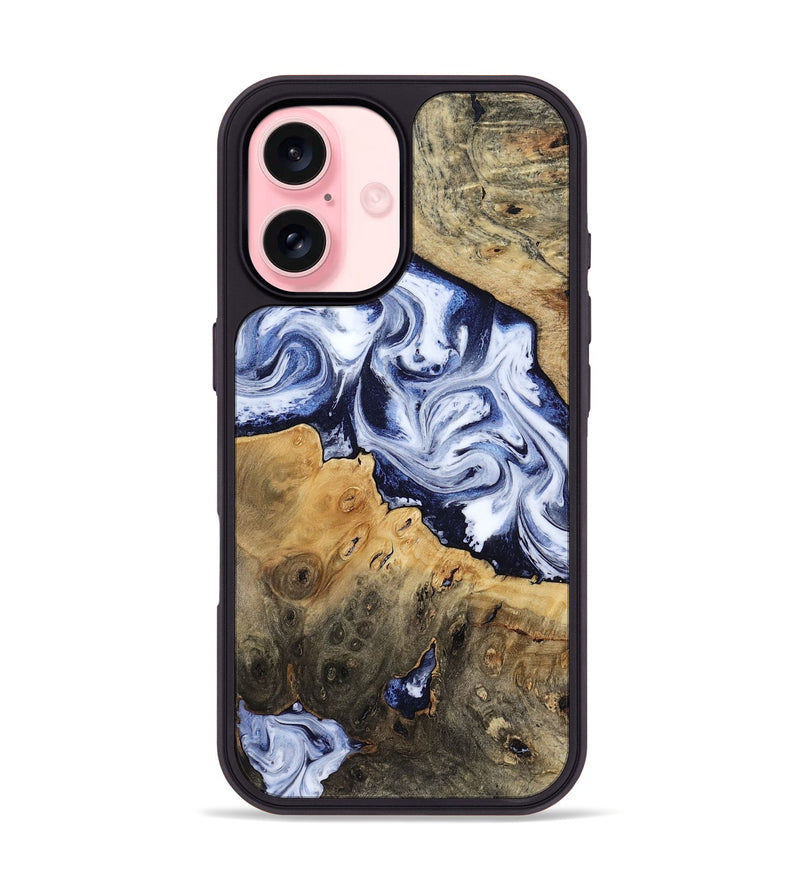 iPhone 16 Wood Phone Case - Kohen (Blue, 812365)