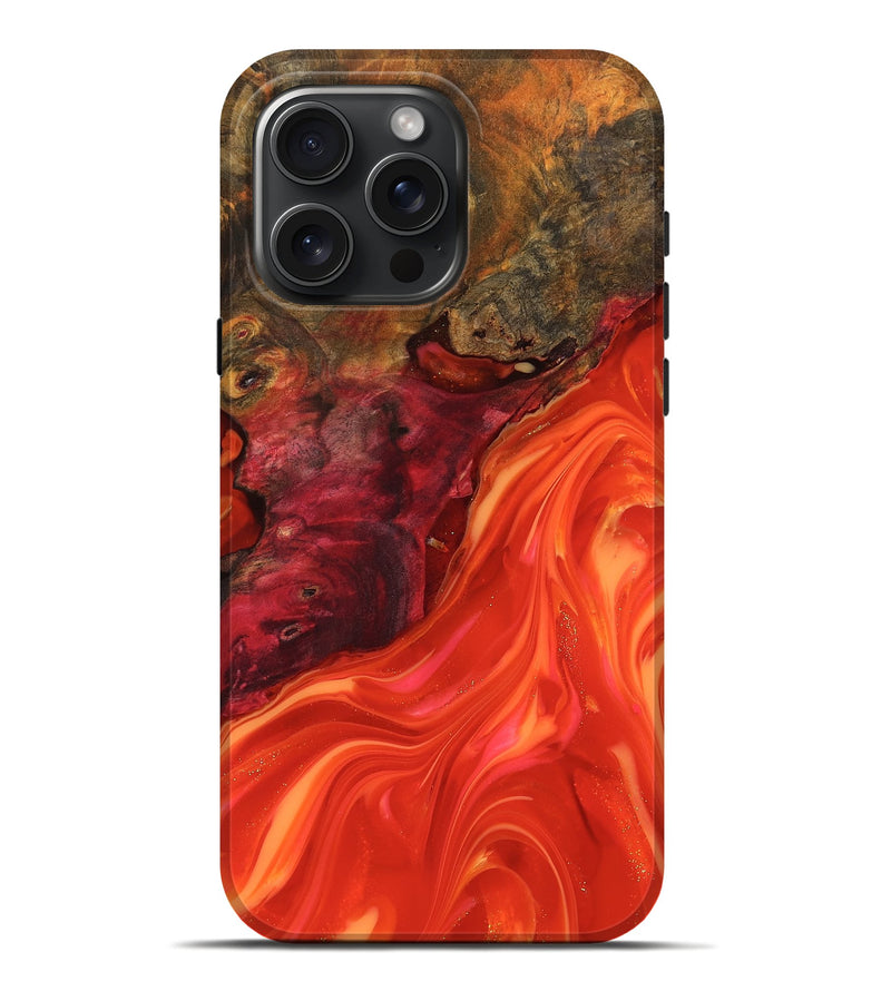 iPhone 16 Pro Max Wood Live Edge Phone Case - Lilian (Red, 812411)