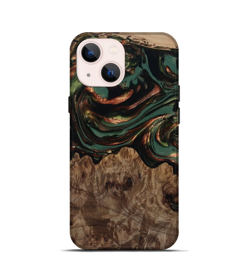 iPhone 13 mini Wood Live Edge Phone Case - Tawanda (Green, 812420)
