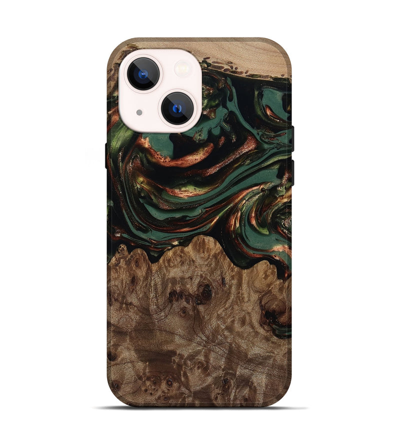 iPhone 14 Wood Live Edge Phone Case - Tawanda (Green, 812420)