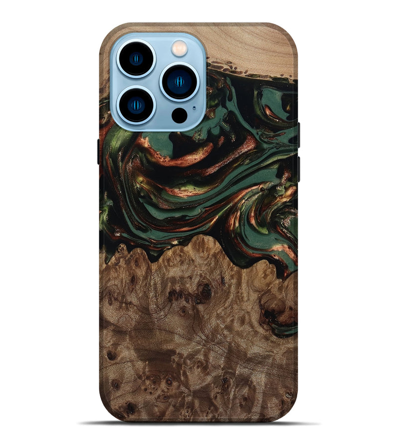 iPhone 14 Pro Max Wood Live Edge Phone Case - Tawanda (Green, 812420)