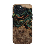 iPhone 15 Wood Live Edge Phone Case - Tawanda (Green, 812420)