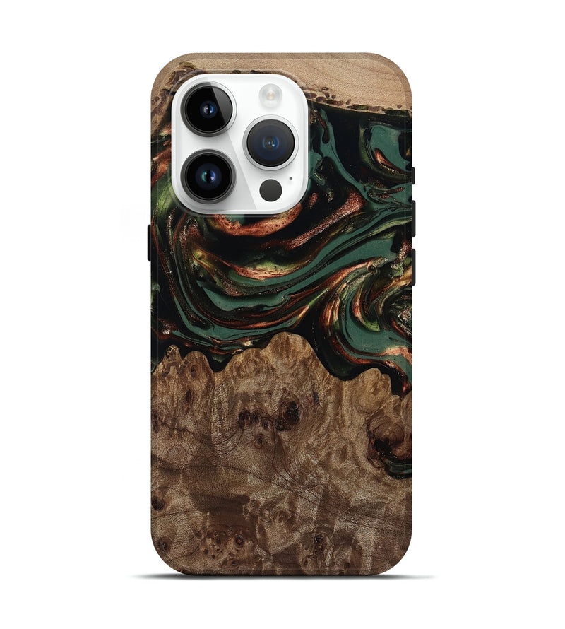 iPhone 15 Pro Wood Live Edge Phone Case - Tawanda (Green, 812420)