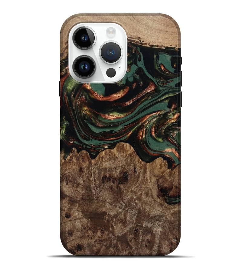 iPhone 15 Pro Max Wood Live Edge Phone Case - Tawanda (Green, 812420)