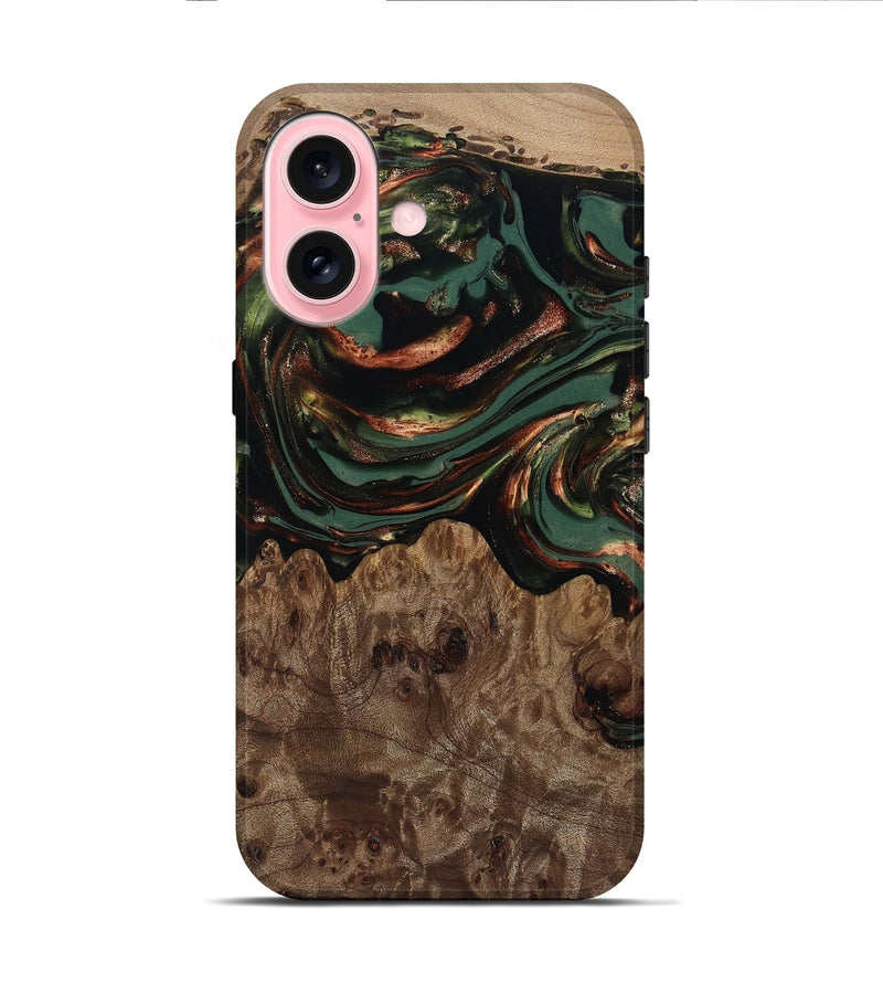 iPhone 16 Wood Live Edge Phone Case - Tawanda (Green, 812420)