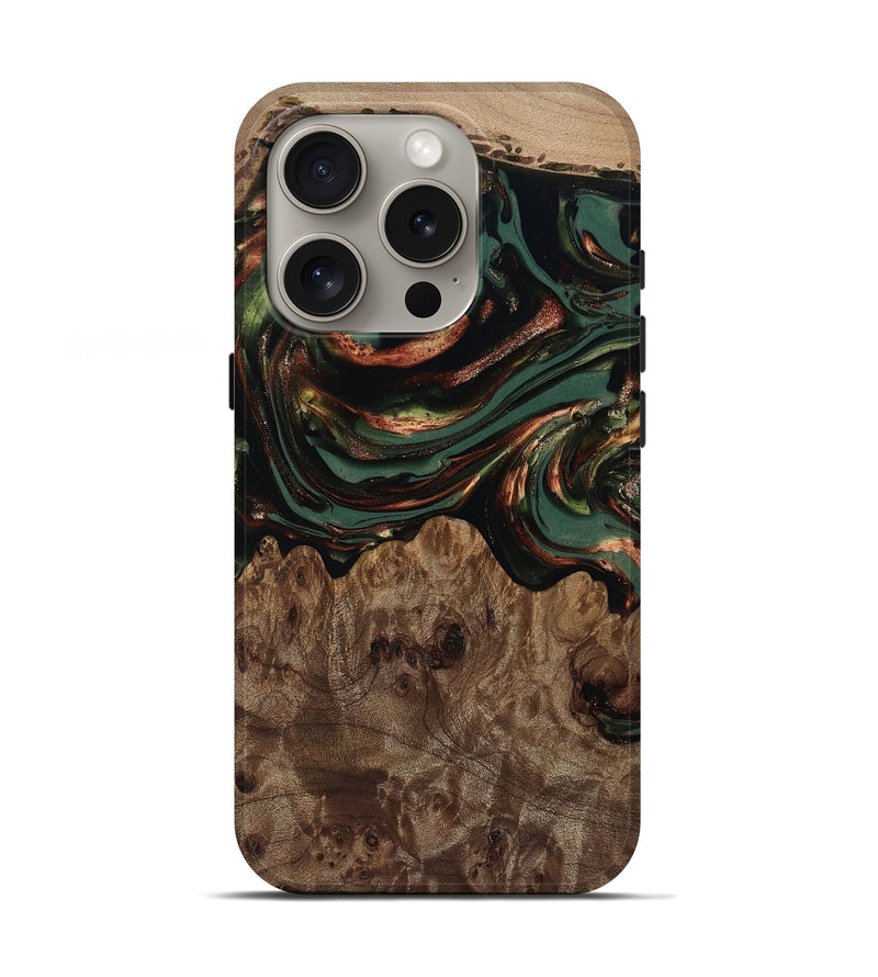 iPhone 16 Pro Wood Live Edge Phone Case - Tawanda (Green, 812420)