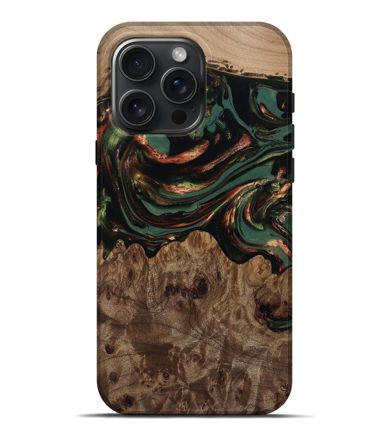 iPhone 16 Pro Max Wood Live Edge Phone Case - Tawanda (Green, 812420)