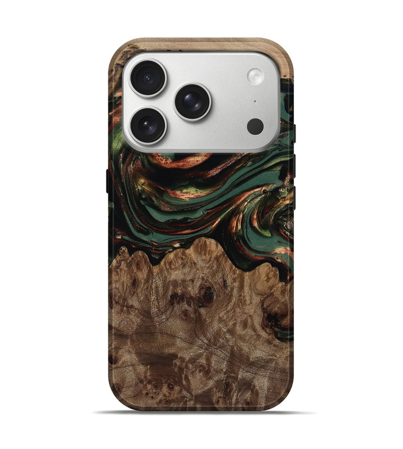 iPhone 17 Pro Wood Live Edge Phone Case - Tawanda (Green, 812420)