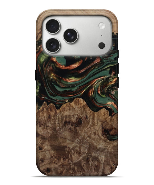 iPhone 17 Pro Max Wood Live Edge Phone Case - Tawanda (Green, 812420)