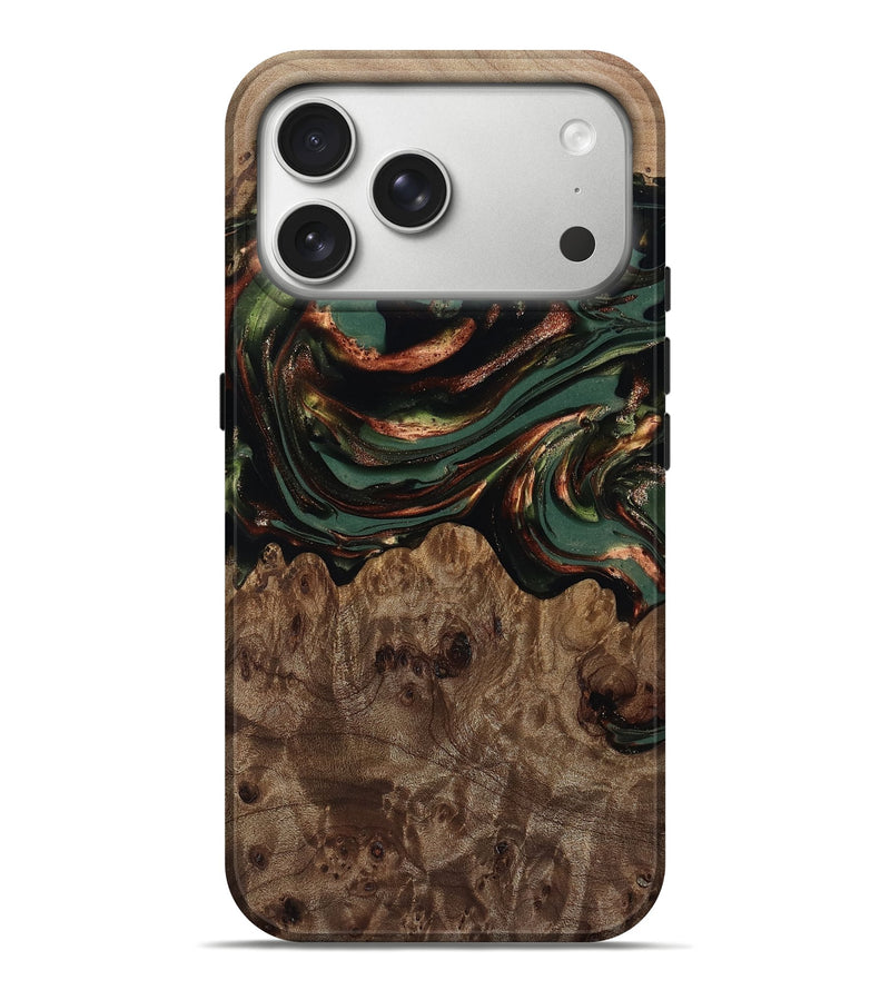 iPhone 17 Pro Max Wood Live Edge Phone Case - Tawanda (Green, 812420)
