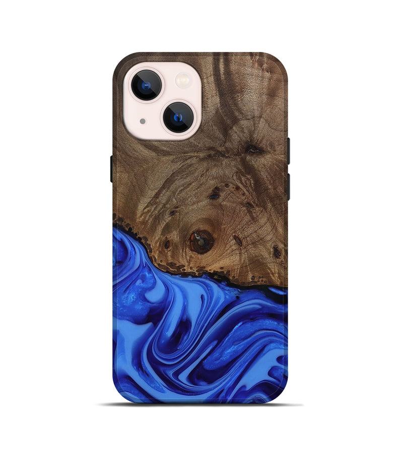 iPhone 13 mini Wood Live Edge Phone Case - Johan (Blue, 812424)