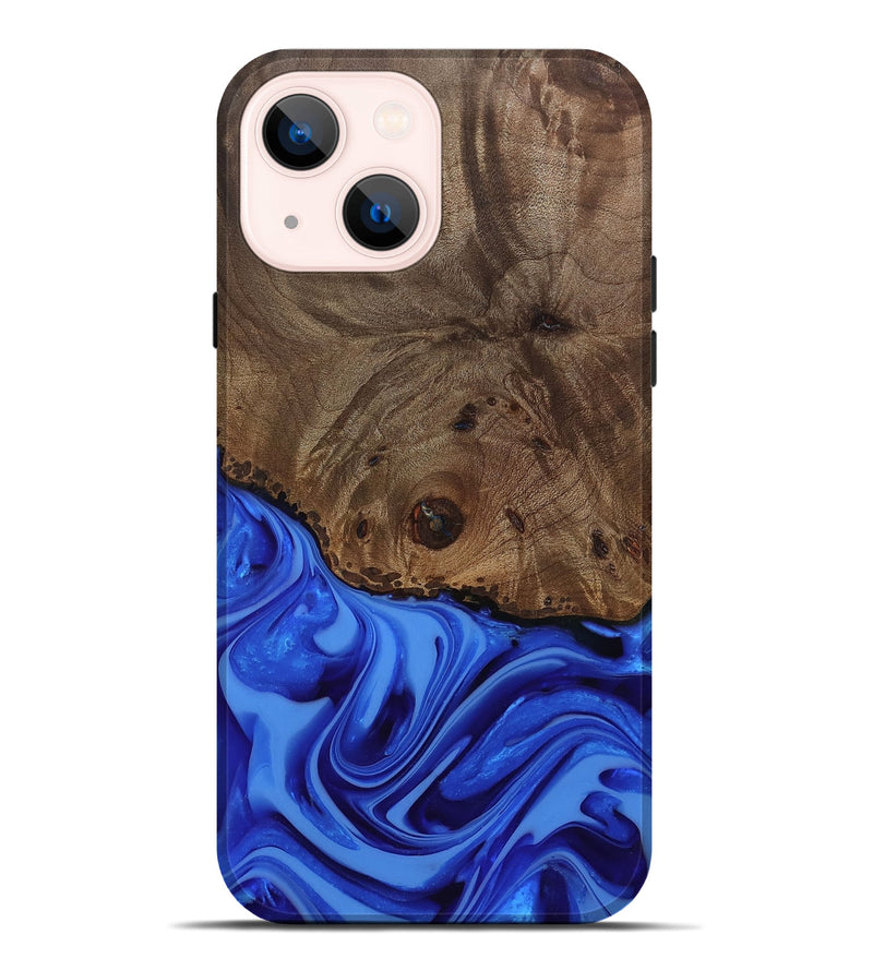 iPhone 14 Plus Wood Live Edge Phone Case - Johan (Blue, 812424)