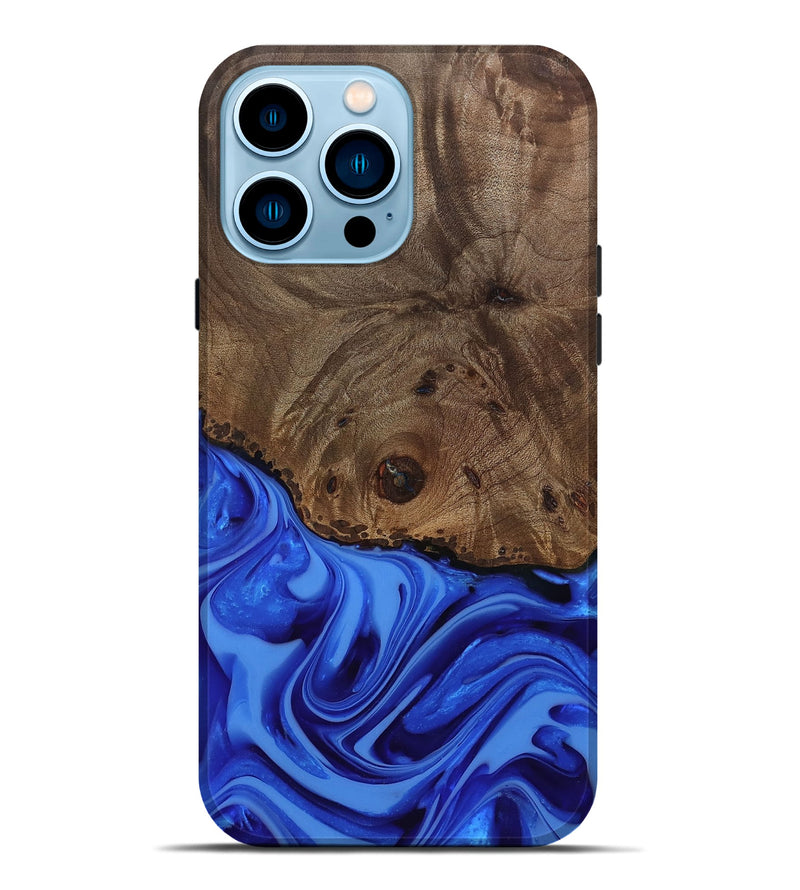 iPhone 14 Pro Max Wood Live Edge Phone Case - Johan (Blue, 812424)