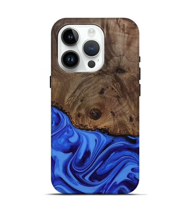 iPhone 15 Pro Wood Live Edge Phone Case - Johan (Blue, 812424)