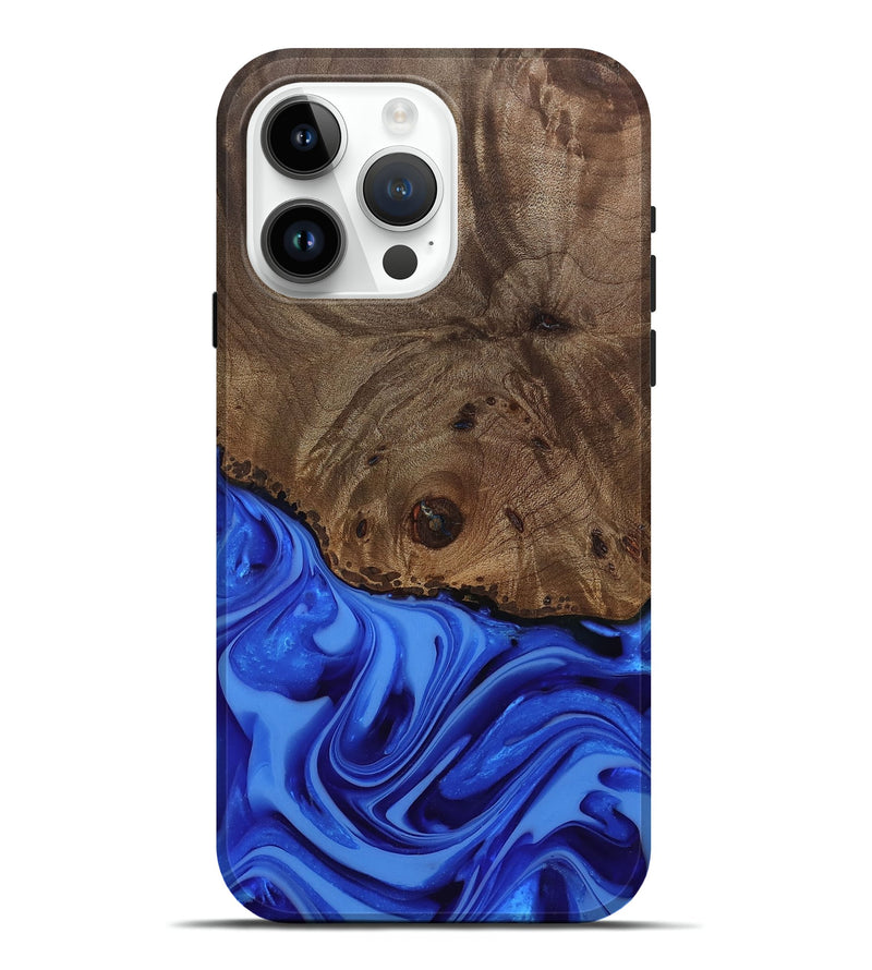 iPhone 15 Pro Max Wood Live Edge Phone Case - Johan (Blue, 812424)