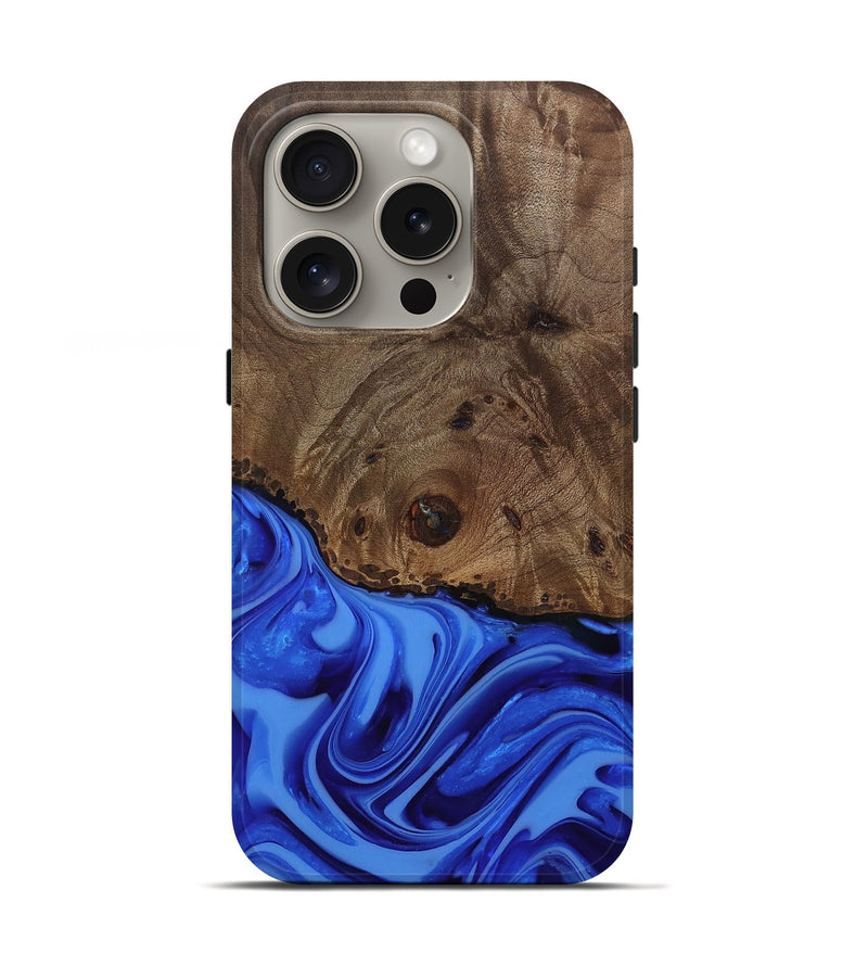 iPhone 16 Pro Wood Live Edge Phone Case - Johan (Blue, 812424)