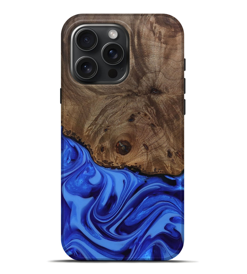 iPhone 16 Pro Max Wood Live Edge Phone Case - Johan (Blue, 812424)