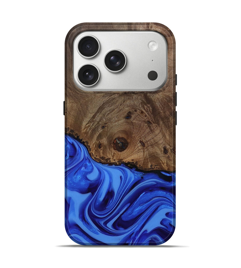 iPhone 17 Pro Wood Live Edge Phone Case - Johan (Blue, 812424)