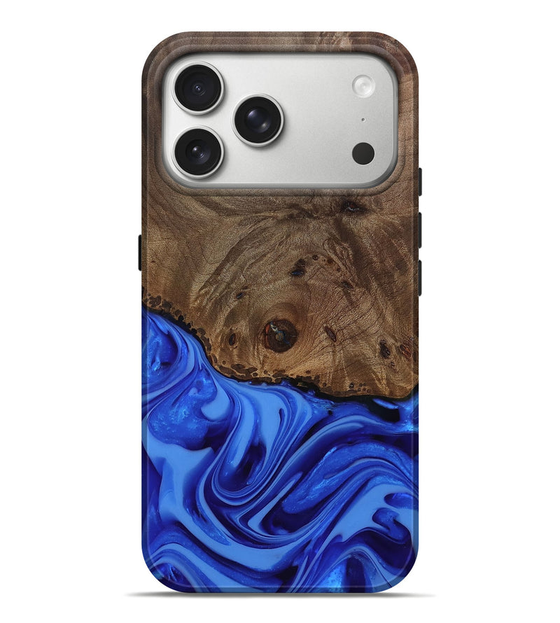 iPhone 17 Pro Max Wood Live Edge Phone Case - Johan (Blue, 812424)