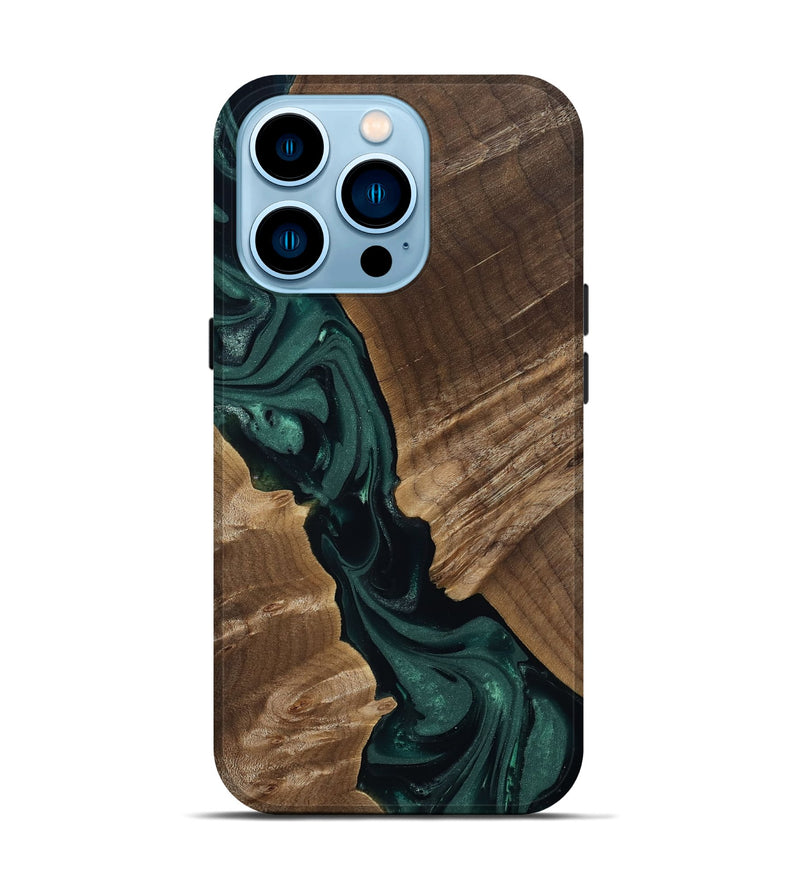 iPhone 14 Pro Wood Live Edge Phone Case - Leota (Green, 812426)