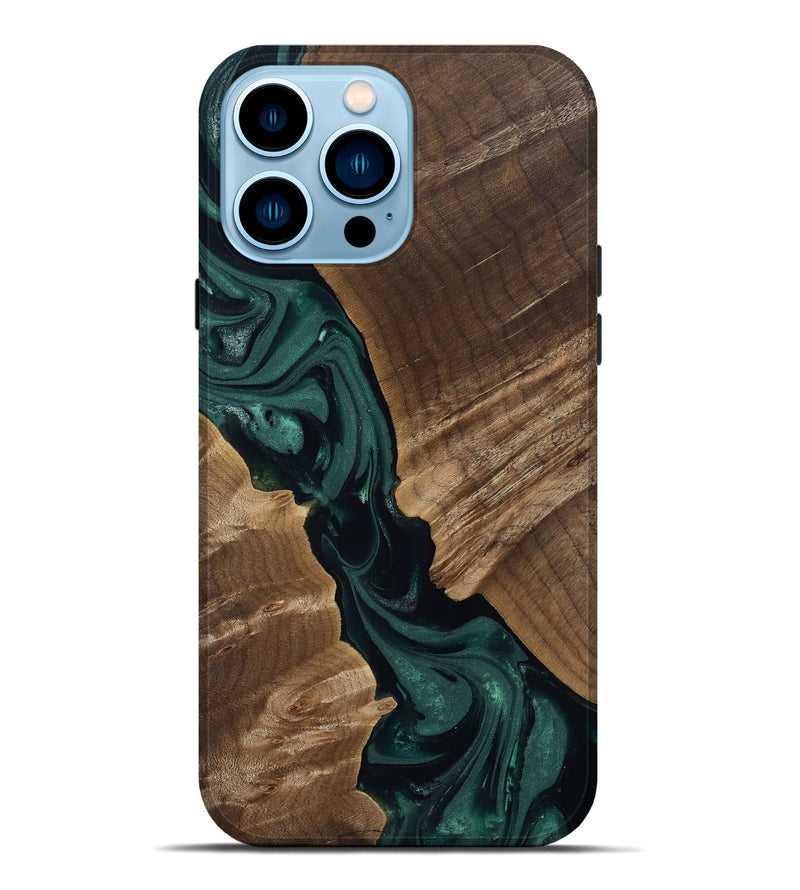 iPhone 14 Pro Max Wood Live Edge Phone Case - Leota (Green, 812426)