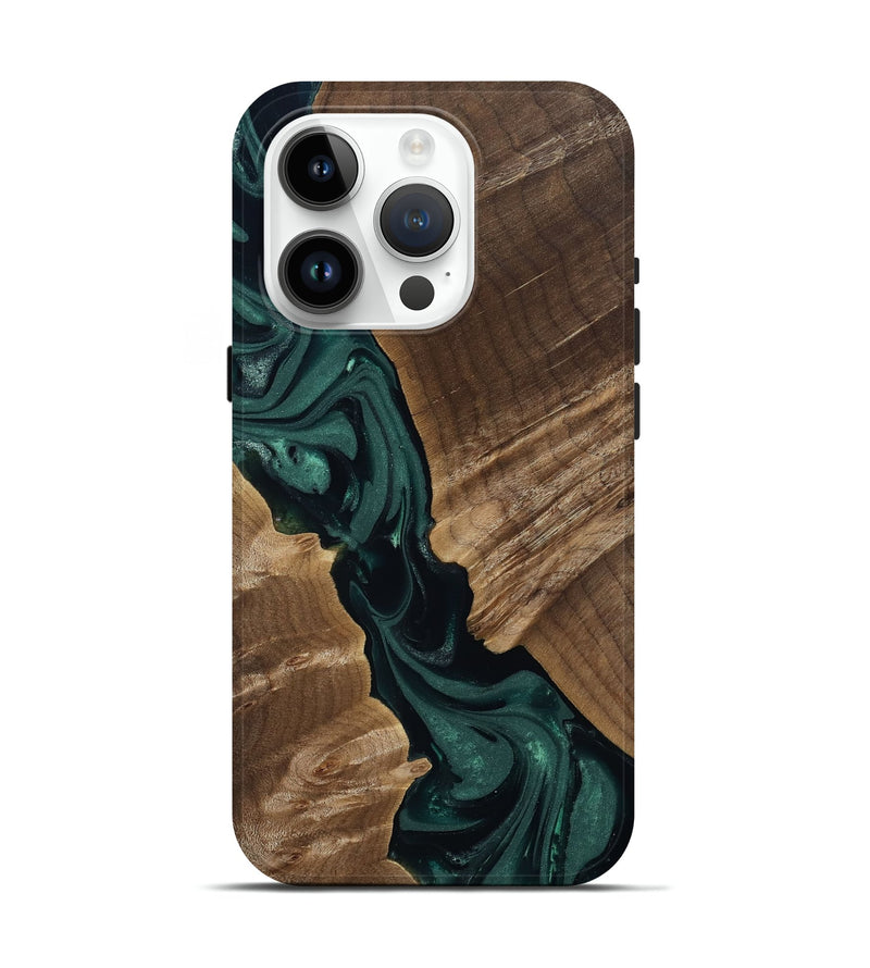 iPhone 15 Pro Wood Live Edge Phone Case - Leota (Green, 812426)