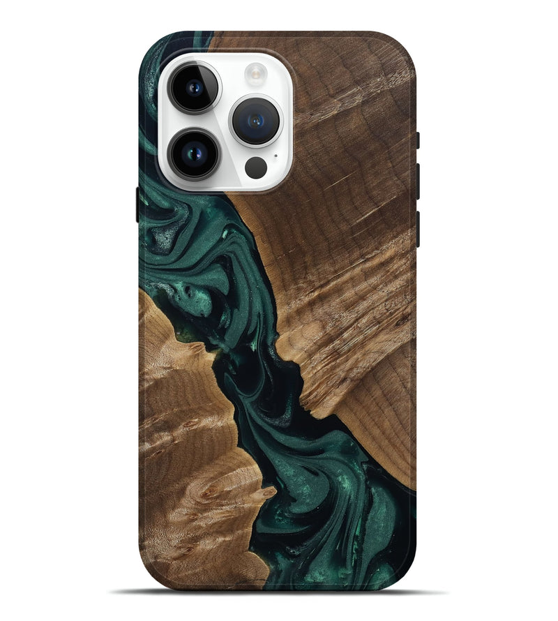 iPhone 15 Pro Max Wood Live Edge Phone Case - Leota (Green, 812426)